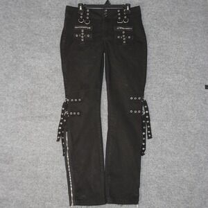 Hot Topic Bondage Pants Womens 9 Black Grommet Strap Zipper Mall Goth Alt Emo